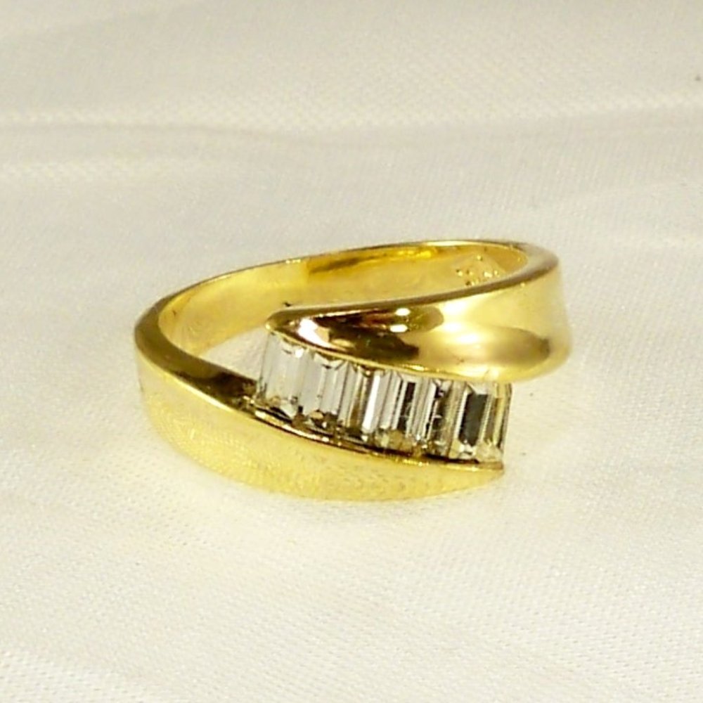 NEW Emerald Cut Cubic Zirconias Gold DESIGNER Ring